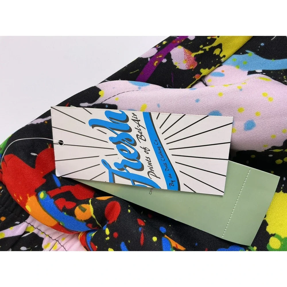 Fresh Prints of Bel-Aire Paint Splatter Joggers XLG Drawstring Pockets MSRP $62‎